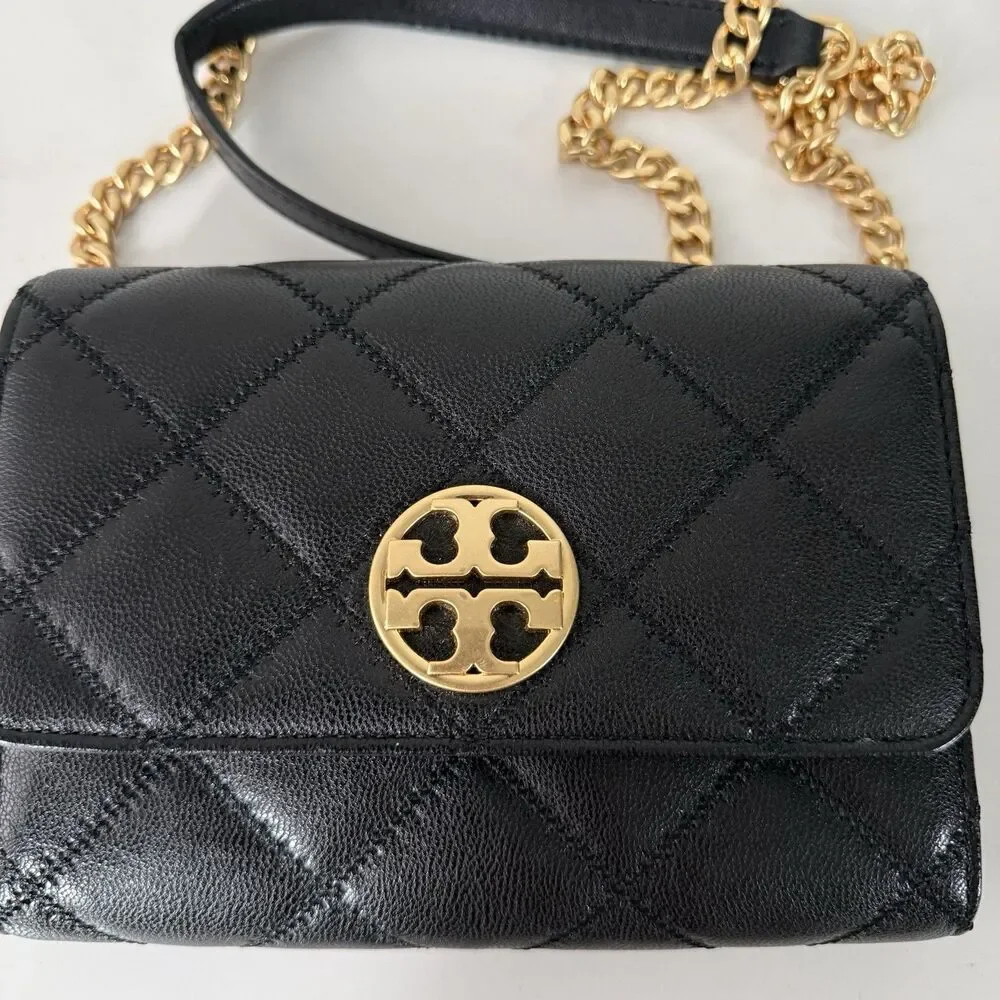 Tory Burch Willa Chain Wallet Crossbody Bag Black With Dust bag
